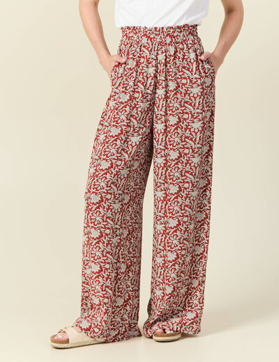 Pantalon large fuide bleu gris femme