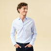 Chemise droite courte col italien bleu ciel homme