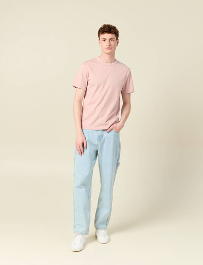 T-shirt en coton manches courtes rose pastel homme