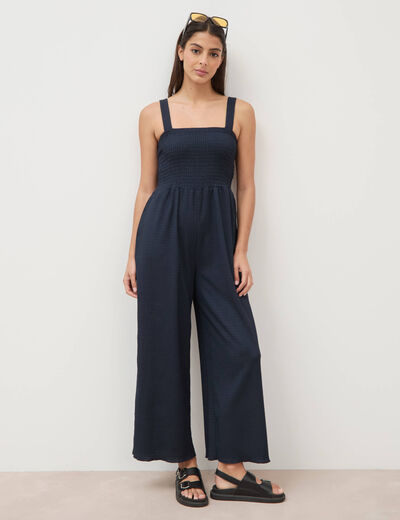 Combinaison salopette fines bretelles bleu marine femme