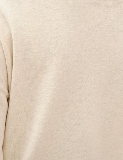 Pull oversize col rond manches longues creme femme