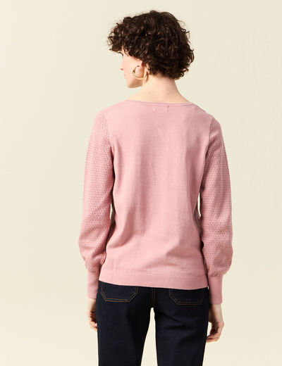 Pull manches longues rose pastel femme