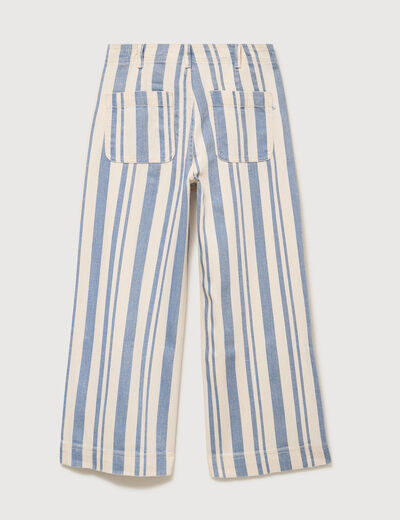Jeans large cropped taille haute ray&eacute; bleu ciel femme