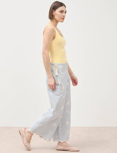 Pantalon loose taille standard bleu clair femme