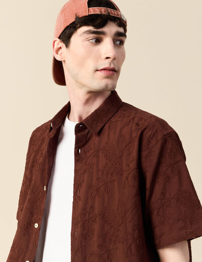 Chemise manches courtes bordeaux homme