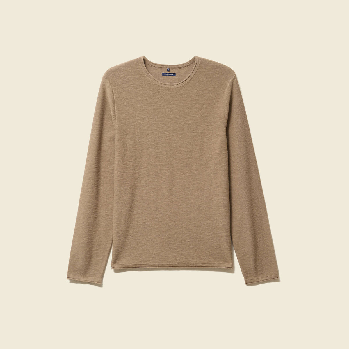 Pull fin en coton manches longues vert olive homme