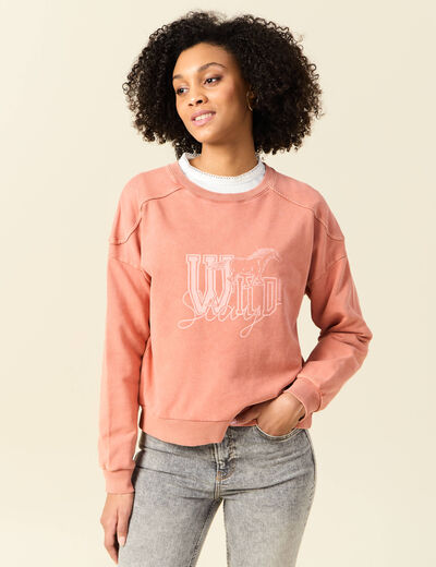 Sweat manches longues rose femme