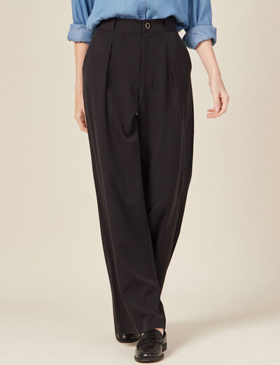 Pantalon large fluide noir femme