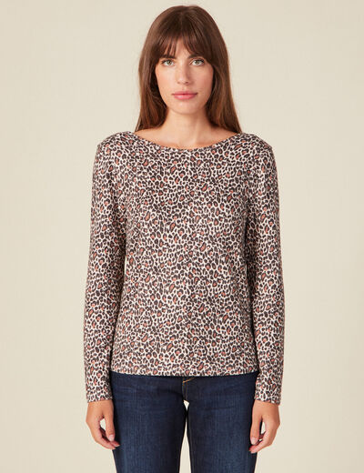 T-shirt manches longues marron clair femme