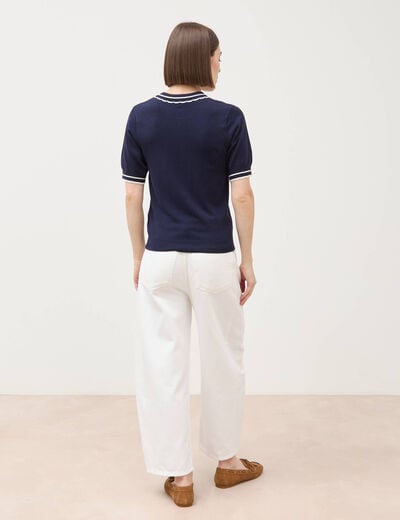 Polo manches courtes bleu marine femme