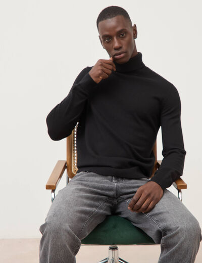 Pull manches longues noir homme