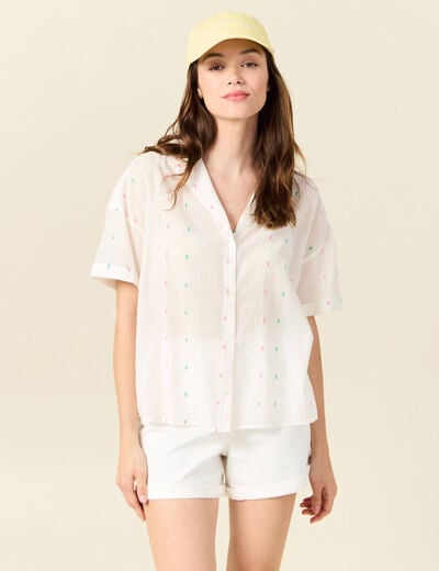 Chemise manches courtes multicolore femme