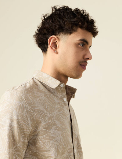 Chemise manches longues beige homme