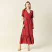 Robe longue trapèze orange foncé femme