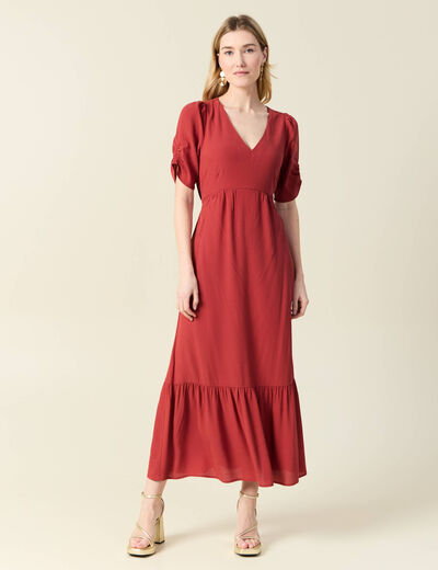 Robe longue trapèze orange foncé femme