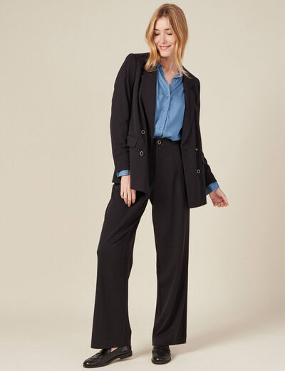 Pantalon large fluide noir femme