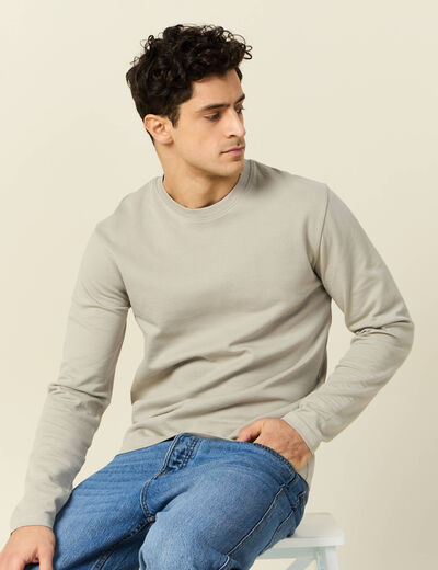 T-shirt manches longues beige homme