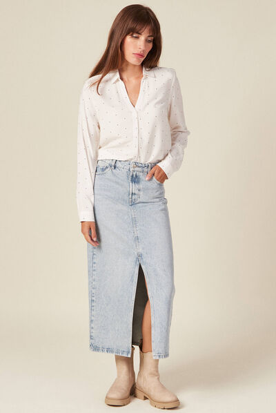 Chemise manches longues ecru femme