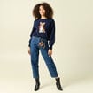 Pull col rond manches longues bleu marine femme