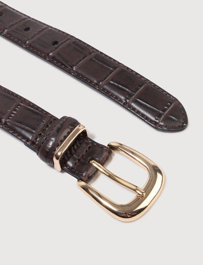 Ceinture fine en cuir marron femme