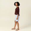 Pull manches 3/4 ajouré bordeaux femme
