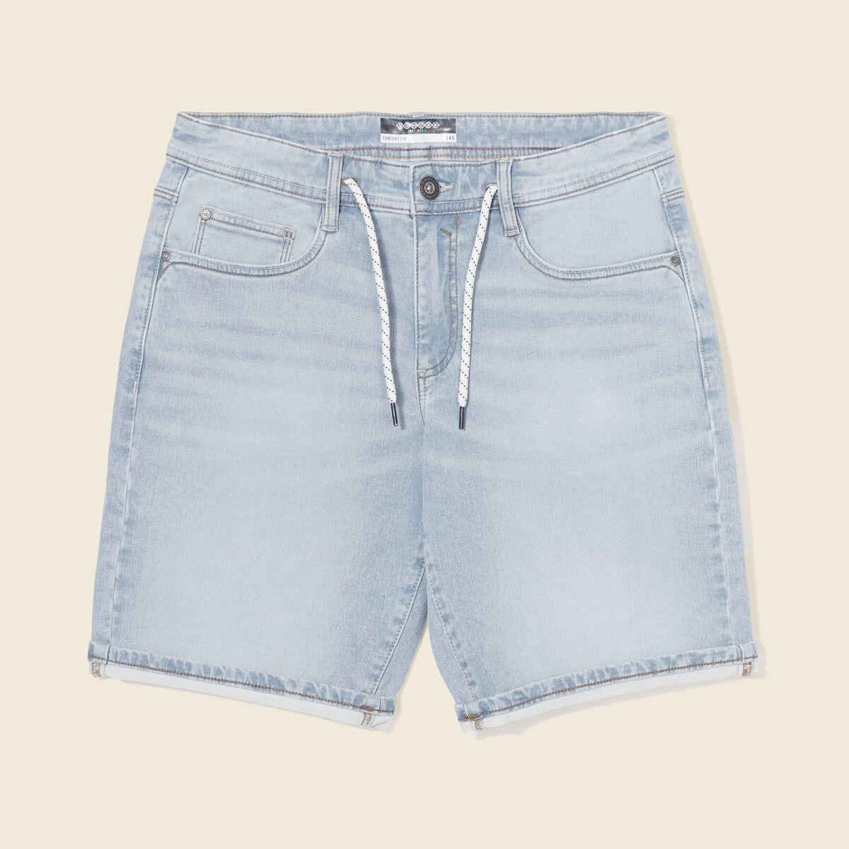 Bermuda confort ultra stretch denim bleach homme