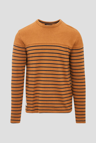 T-shirt manches longues marron homme