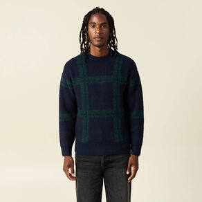 Pull manches longues bleu marine homme