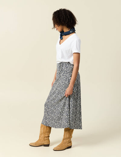 Jupe longue portefeuille bleu femme