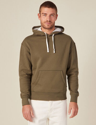 Sweat à capuche doublé taupe homme