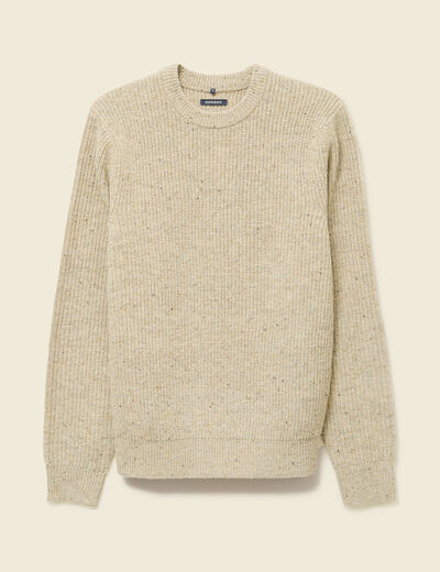 Pull droit manches longues beige homme