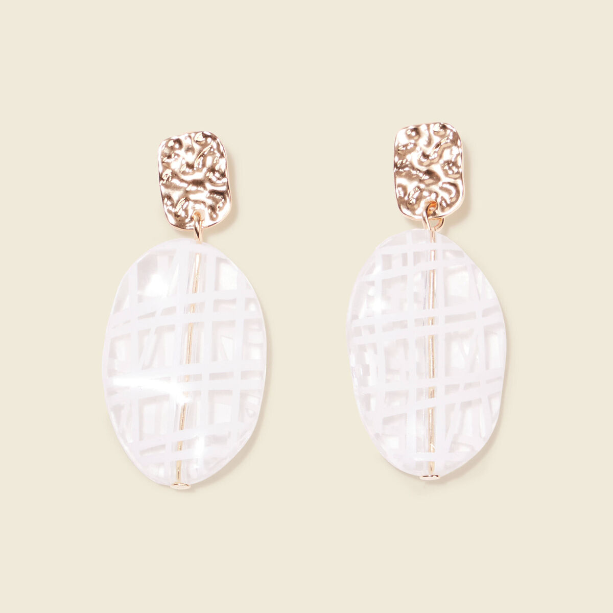 Boucles d'oreilles pendantes ecru femme