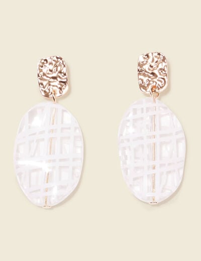 Boucles d'oreilles pendantes ecru femme