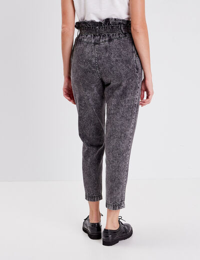 Jeans slouchy ceinturé denim snow noir femme