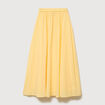 Jupe longue &eacute;vas&eacute;e en coton doubl&eacute;e jaune clair femme