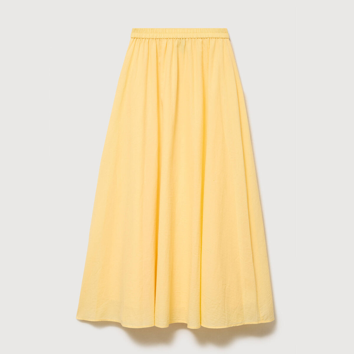 Jupe longue &eacute;vas&eacute;e en coton doubl&eacute;e jaune clair femme