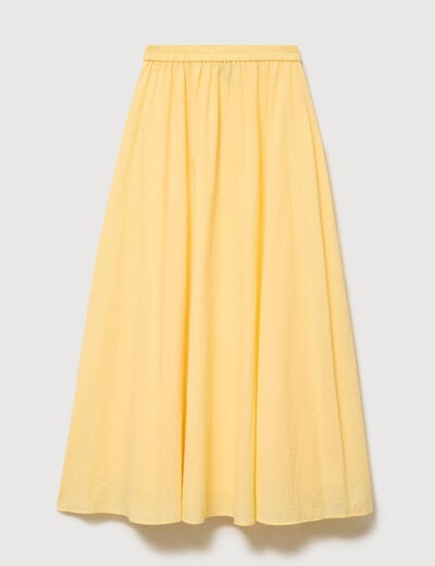Jupe longue &eacute;vas&eacute;e en coton doubl&eacute;e jaune clair femme