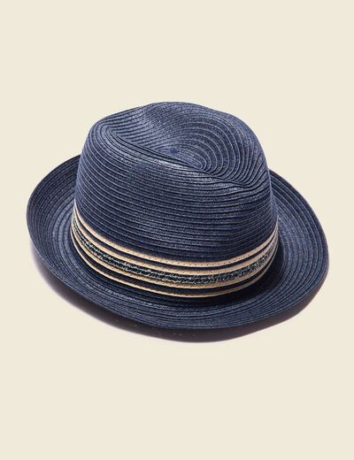 Chapeau trilby tressé bleu marine homme