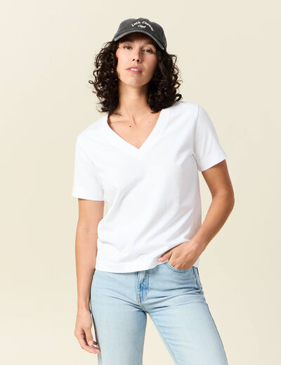 T-shirt manches courtes blanc femme