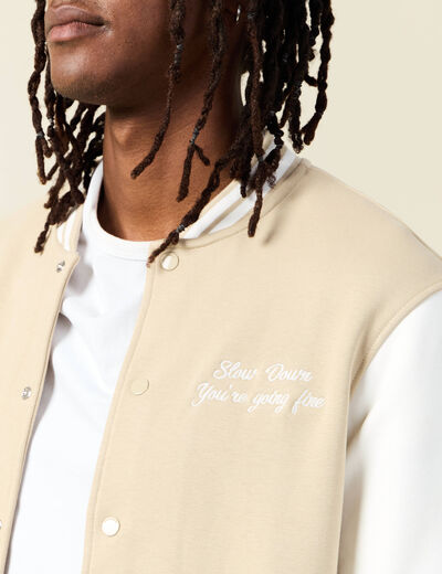 Veste teddy éco-responsable beige homme
