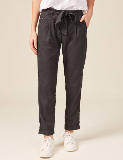 Pantalon paperbag gris femme
