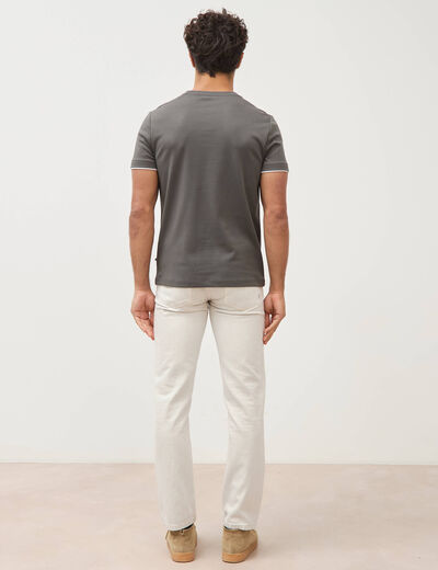 T-shirt droit col rond manches courtes vert fonc&eacute; homme