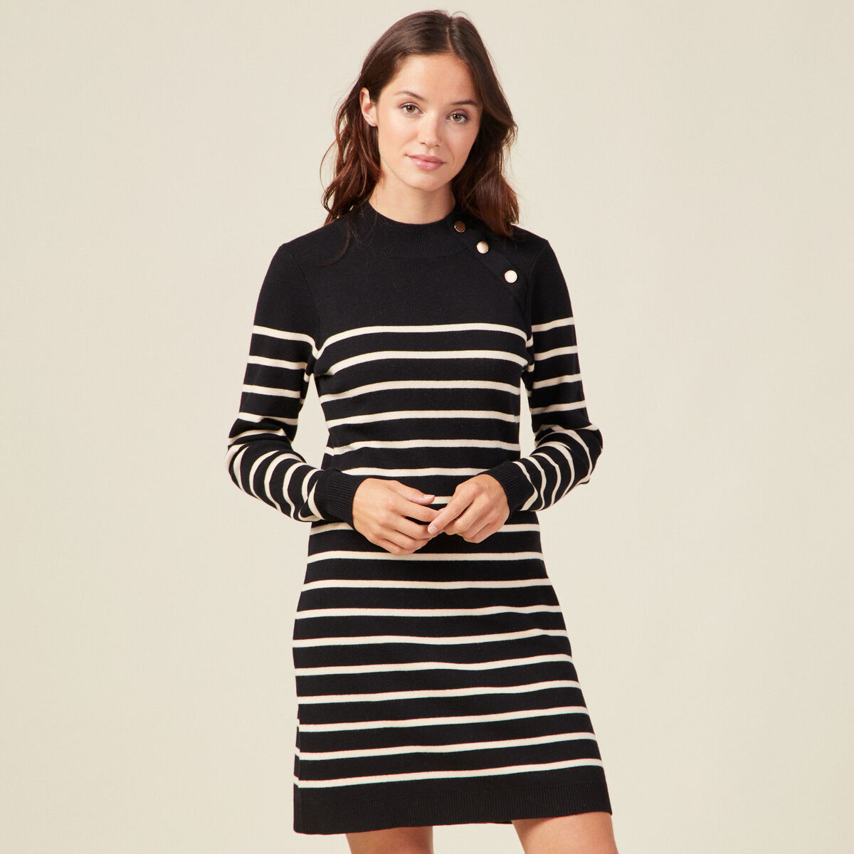 Robe pull éco-responsable noir femme