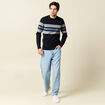 Pull manches longues bleu marine homme