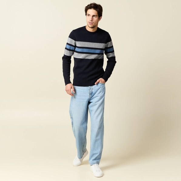 Pull manches longues bleu marine homme
