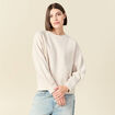 Sweat oversize col rond manches longues creme femme