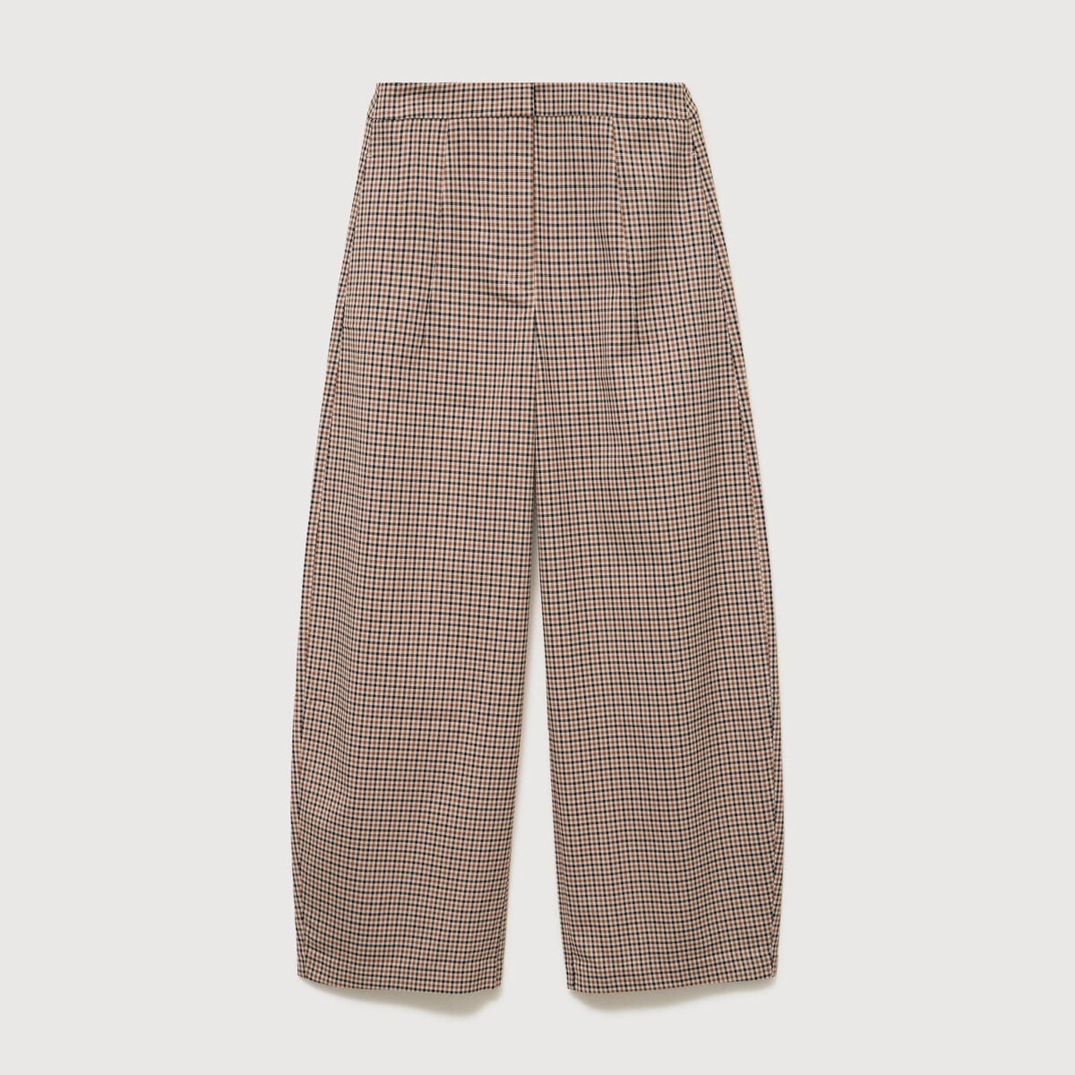 Pantalon barrel bas resserr&eacute; &agrave; carreaux ficelle femme