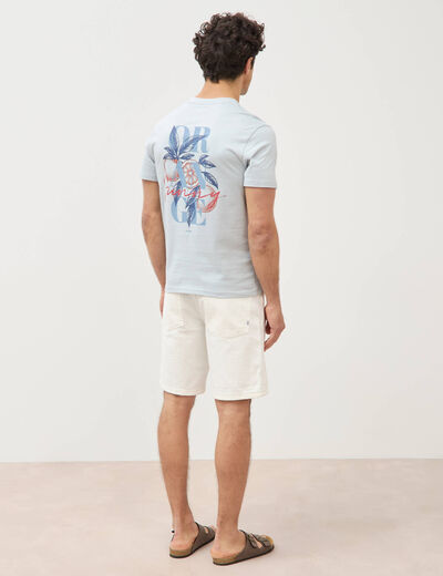 T-shirt droit en coton col rond gris clair homme