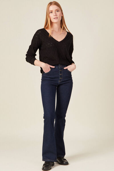 Pull fin à manches longues noir femme
