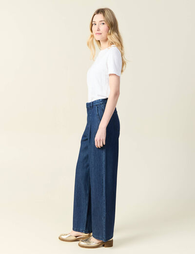 Jeans large à pinces denim brut femme